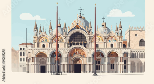 Grand historic European building with intricate arches, domes, and ornate details