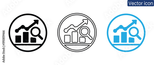Professional business graph analysis icon set in modern style