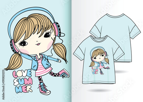 Cute Blue Monster Merchandise Mockup
