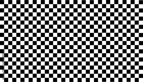 Checkered background with transparent grid pattern. Black and white checker squares create seamless texture. Digital backdrop with geometric tiles for design templates.