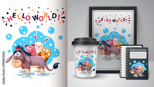 Cute Raccoon Merchandise Mockup