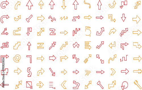 Hand Drawn Arrow Icons Collection Direction Navigation Symbols Set
