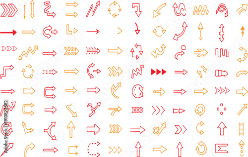Hand Drawn Arrow Icons Collection Direction Navigation Symbols Set