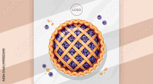 Premium Blueberry Pie Vector for Modern Bakery Branding