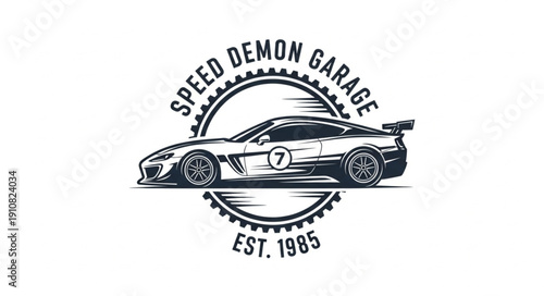 Speed Demon Garage Vintage Sports Car Emblem.