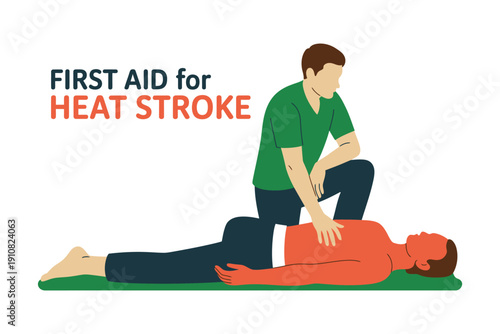 A person receiving first aid for heat stroke from a medical professional.