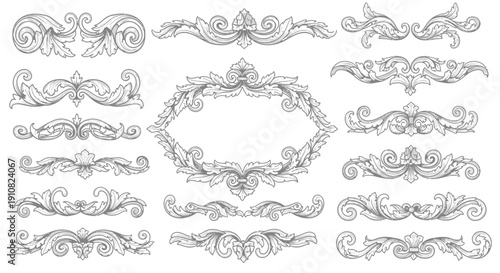 Vintage Hand-Drawn Decorative Frame and Border Elements