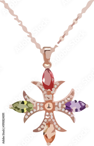 necklace and earrings with gems