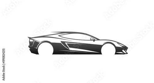 Sleek Sports Car Silhouette Vector Art.