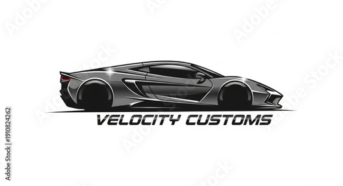Sleek Sports Car Silhouette Vector Art.