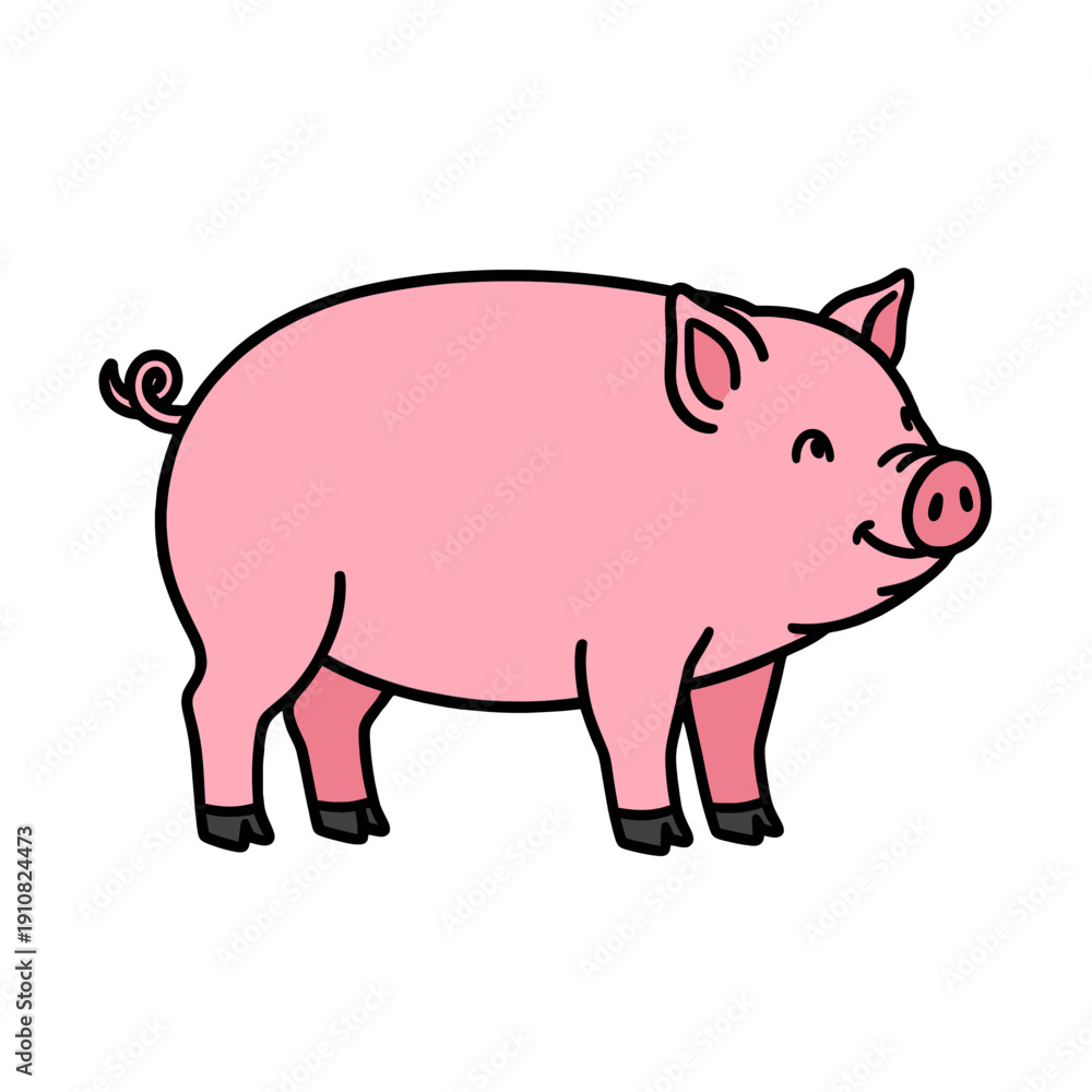 Obraz premium Pink Pig Vector Icon