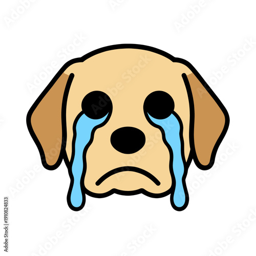 Sad Dog Face Icon With Tears