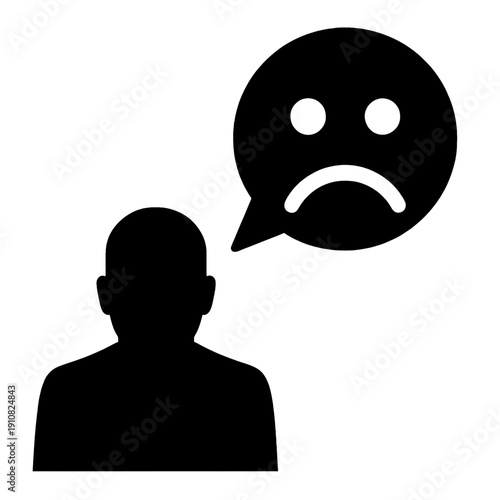 Sad Face Speech Bubble Line Icon