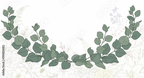 Elegant green eucalyptus foliage arranged in a semi-circular wreath.