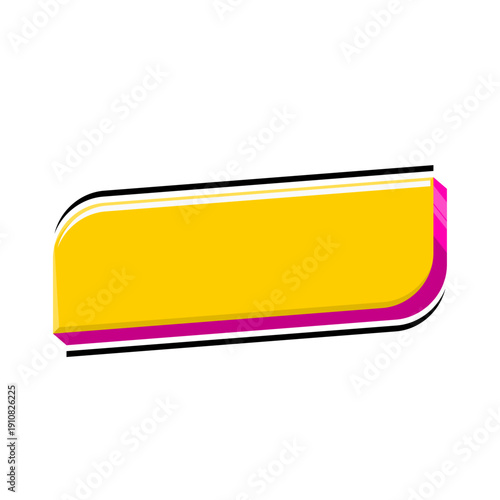 Modern Rounded Yellow 3D Text Box with Pink Pop Art Style Shadow