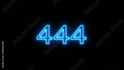 Neon counting number text illustration. Glowing count number on black background.
