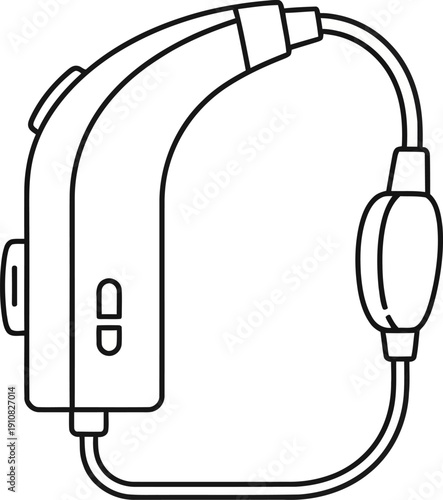 Hearing Aid Device Illustration Outline.