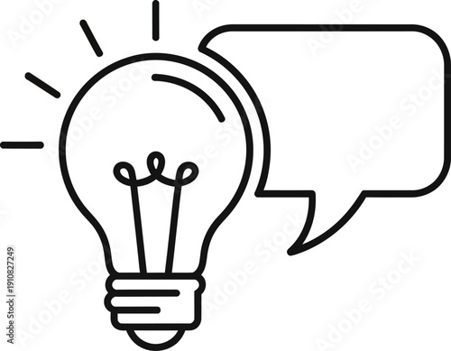 Light Bulb and Speech Bubble Illustration.