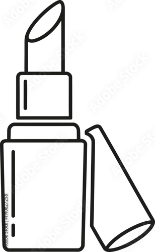 Lipstick tube with open cap and lipstick.