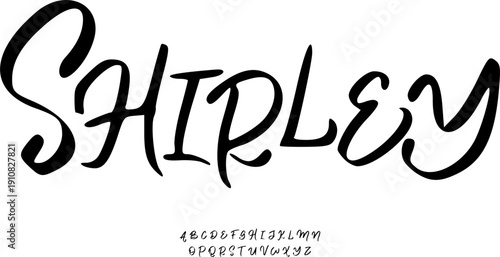 Shirley Elegant Handdrawn Brush Script Font Alphabet Vector, Feminine Calligraphy Typeface for Wedding Invitations, Beauty Branding, and Luxury Logo Design - Casual Cursive Lettering Set