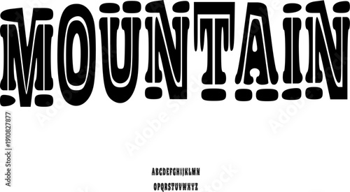 Mountain Strong Display Font - Bold Monumental Alphabet Typeface with Geological Line Texture for Outdoor Branding, Adventure Logos, and Heavy Industrial Typography Vector Illustration