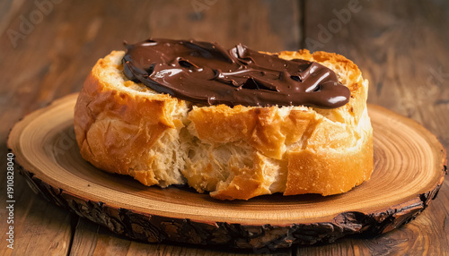 slice of white bread covered in chocolate
