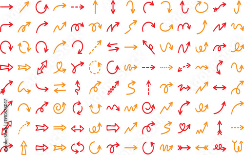Hand Drawn Arrow Icons Collection Direction Navigation Symbols Set