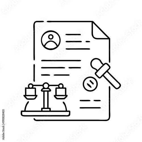 Legal Document with Gavel and Scales Icon
