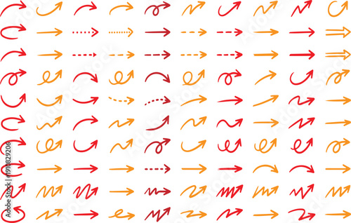 Hand Drawn Arrow Icons Collection Direction Navigation Symbols Set