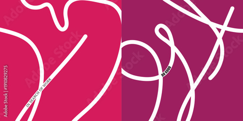 Abstract art with white lines on pink and purple backgrounds