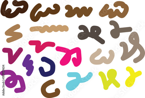 Collection of colorful hebrew letter resh in various styles and colors