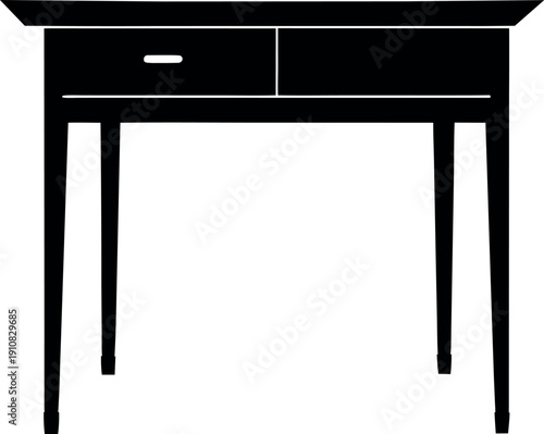 Silhouette desk table with two drawers illustration