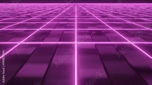 Abstract Purple Grid - A Neon Cyberpunk Landscape.