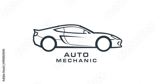 Sports Car Auto Mechanic Illustration.