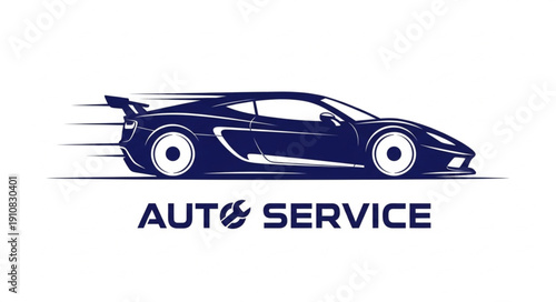 Speeding Sports Car Auto Service Logo.