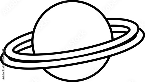 Saturn Planet Illustration Simple Line Art.