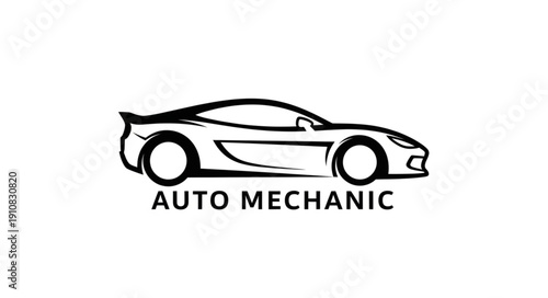 Sports Car Auto Mechanic Illustration.