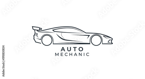 Sports Car Auto Mechanic Illustration.