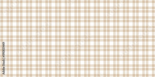 Soft beige and white plaid seamless pattern background. Classic checkered geometric texture for textile, wallpaper, wrapping paper, and minimal aesthetic fashion design.