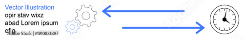 Time management, workflow efficiency, process automation, project planning, business optimization, task prioritization. Two gears with arrows pointing to a clock. Time management and workflow