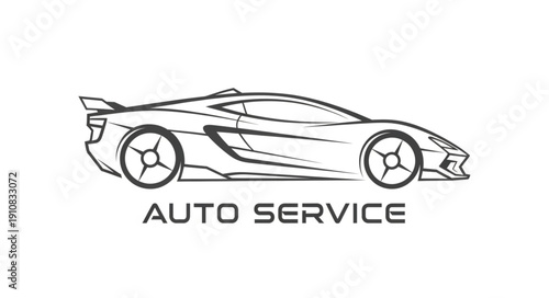 Sports Car Auto Service Illustration.
