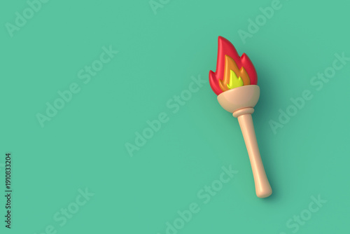 Obraz na płótnie Fire torch on green background