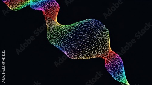Abstract Rainbow Flowing Lines on Black Background Animation.
