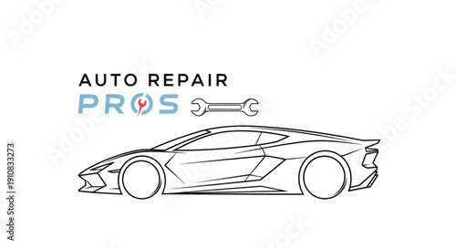Sports Car Auto Repair Service Illustration.