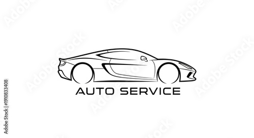 Sports Car Auto Service Illustration.