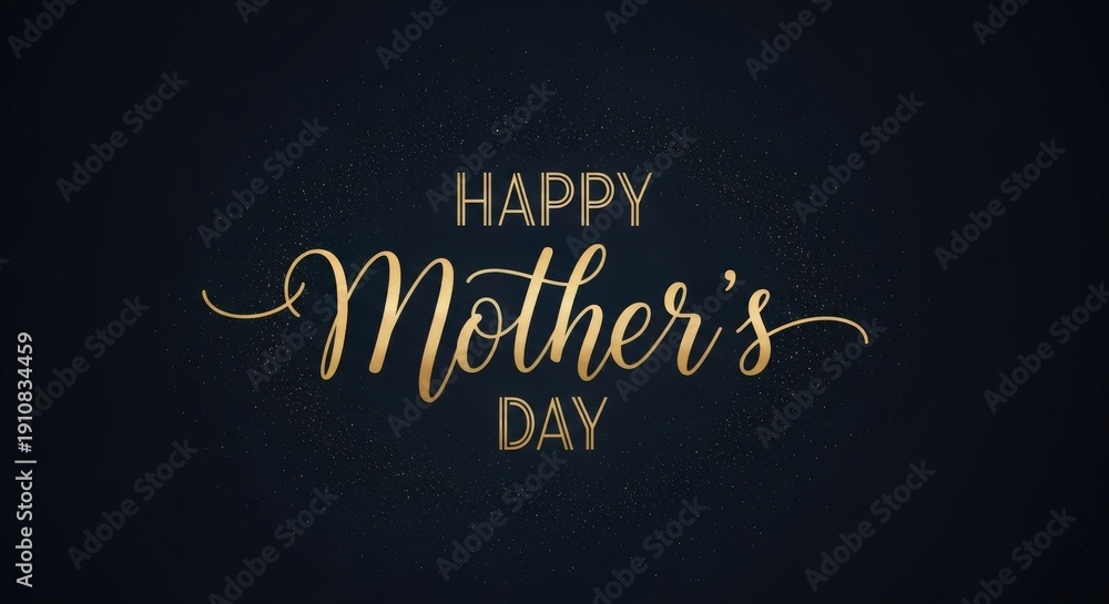 Obraz premium A gold Happy Mother's Day message on a dark background with sparkles