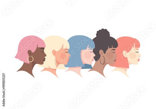 Diverse women profiles side by side