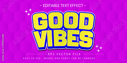 Good Vibes Editable Retro Text Effect Vector