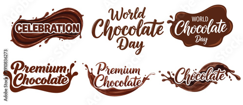 Brown chocolate typography labels for world chocolate day celebration