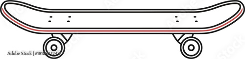Simple Line Drawing of a Skateboard.